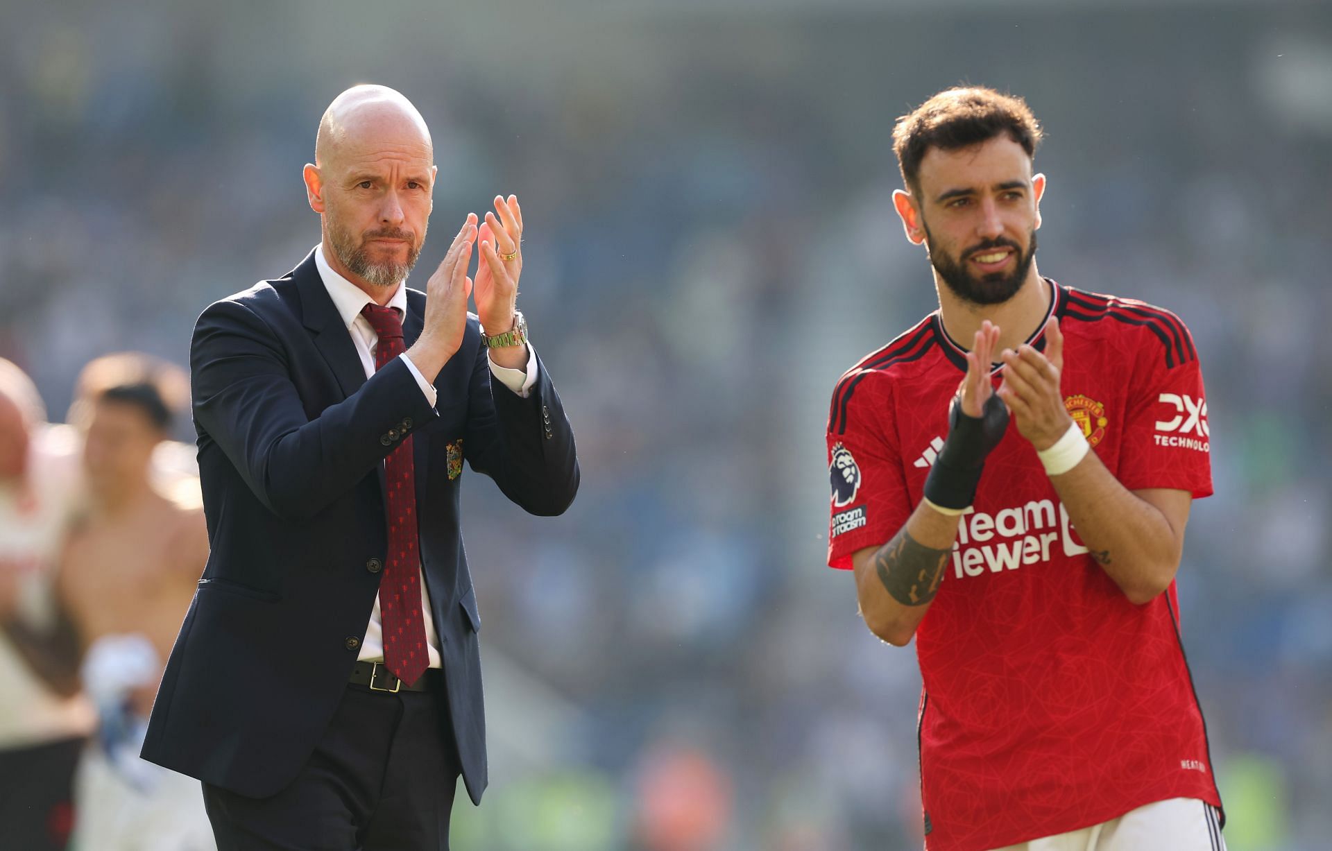 Manchester United boss Erik ten Hag (left) and captain Bruno Fernandes